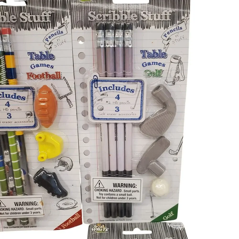 Scribble Stuff Pencils Vintage Knit Grips Football Golf Vintage School Pencils